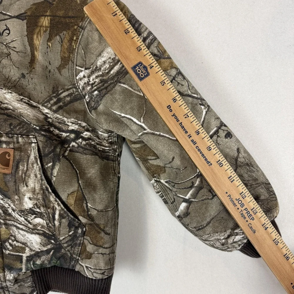 Carhartt Jacket Kids 6 Brown Camo Canvas Hooded Full Zip Insulated Hunting Warm